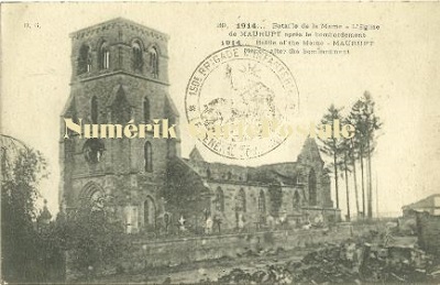 Maurupt - L'église après le bombardement