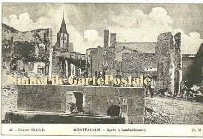 Montfaucon - Le village après le bombardement